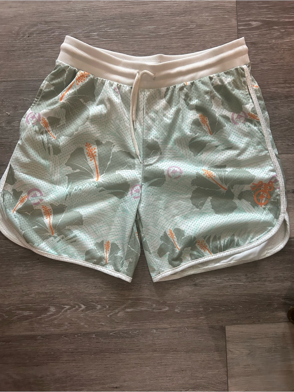 Lrg Mint Floral Athletic Shorts with White Waistband